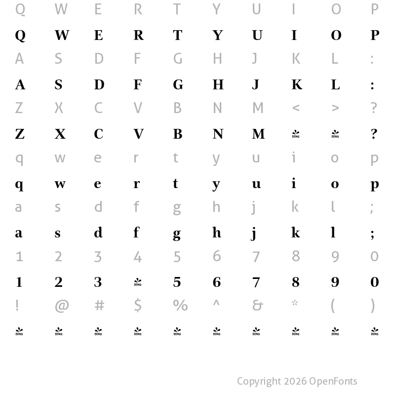 Character Map of FONTSPRING DEMO - Civita-Bold Regular