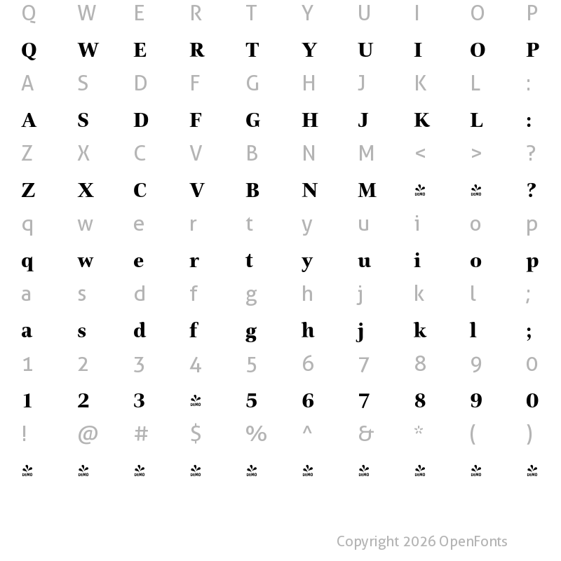 Character Map of FONTSPRING DEMO - Civita-ExtraBold Regular