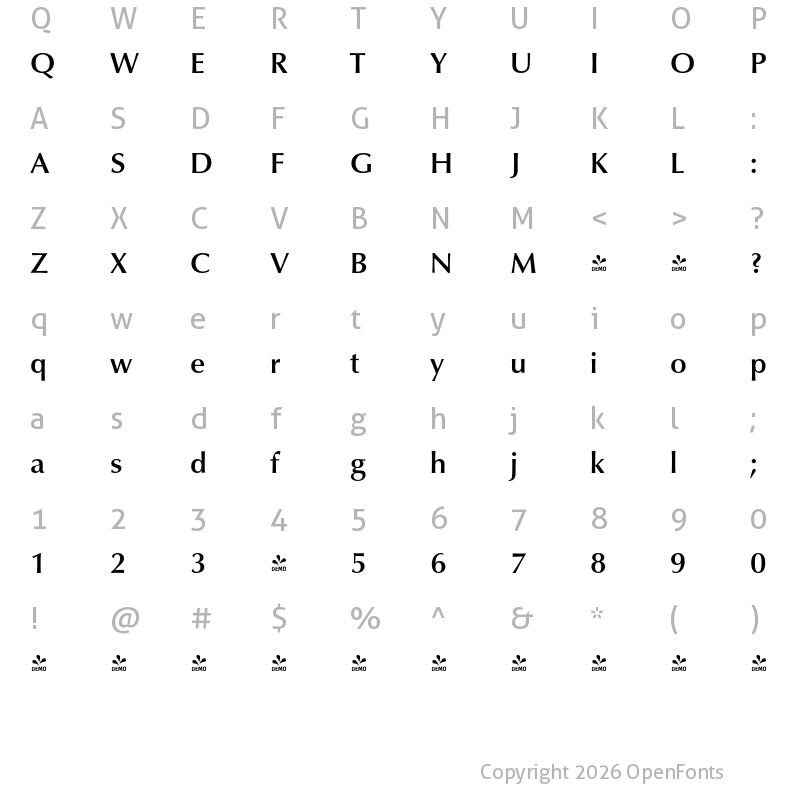 Character Map of FONTSPRING DEMO - ClassicoURWMed Regular