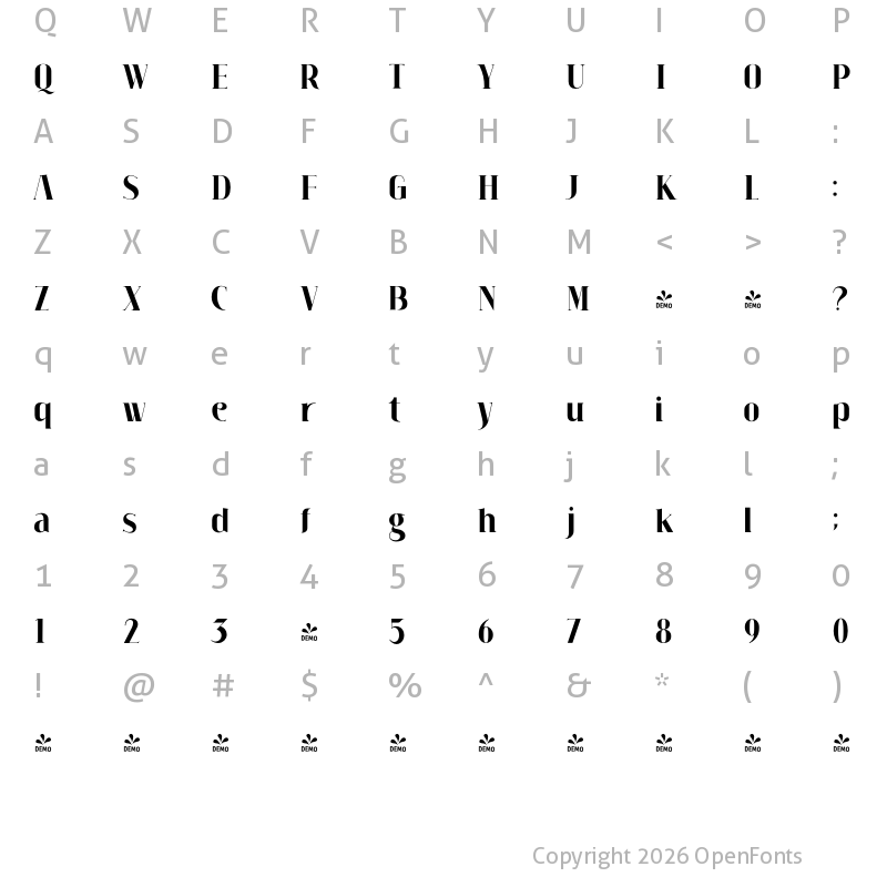 Character Map of FONTSPRING DEMO - Claudia Fiesta SemiBold Regular