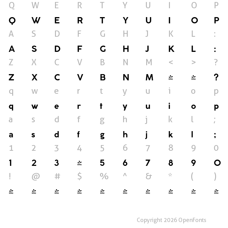 Character Map of FONTSPRING DEMO - Coco Gothic Alternate Bold