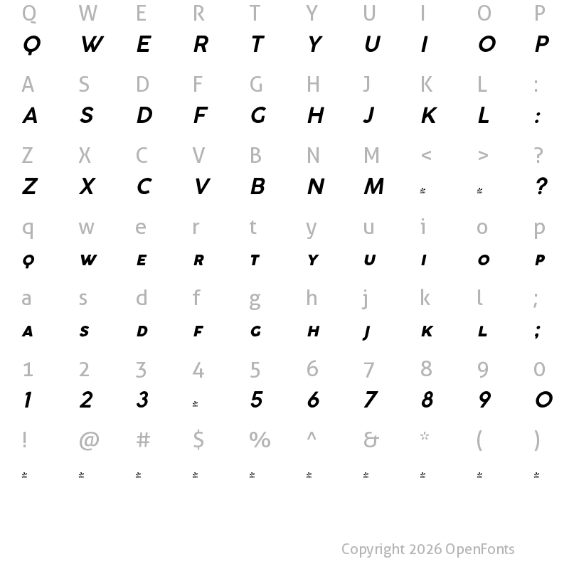 Character Map of FONTSPRING DEMO - Coco Gothic Small Caps Bold Italic