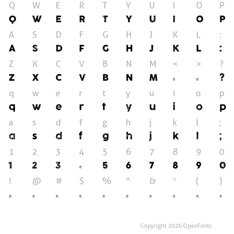 Character Map of FONTSPRING DEMO - Cocogoose Pro Letterpress Regular