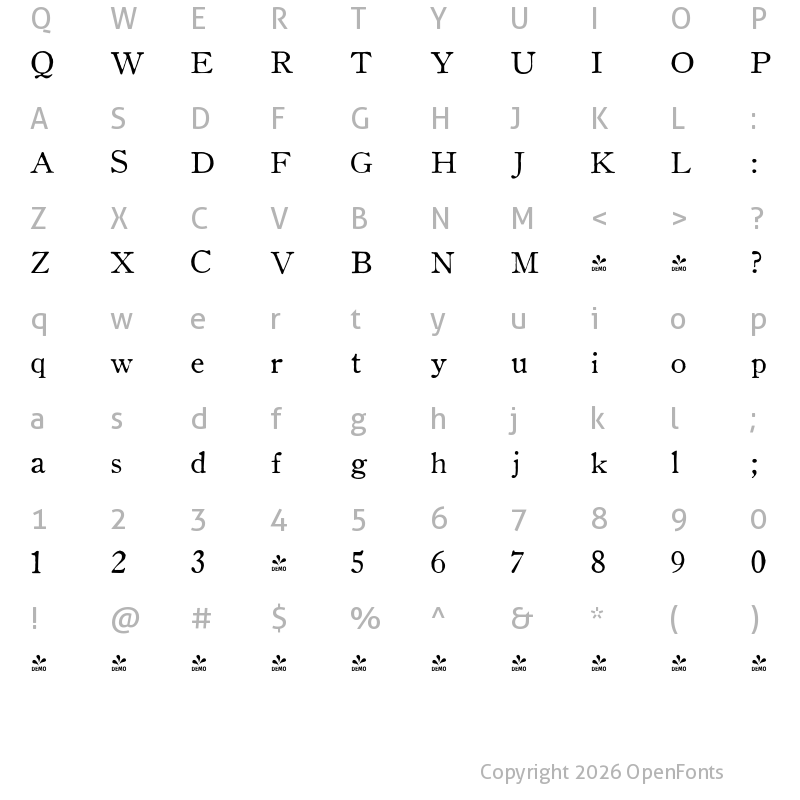 Character Map of FONTSPRING DEMO - Coldstyle Regular