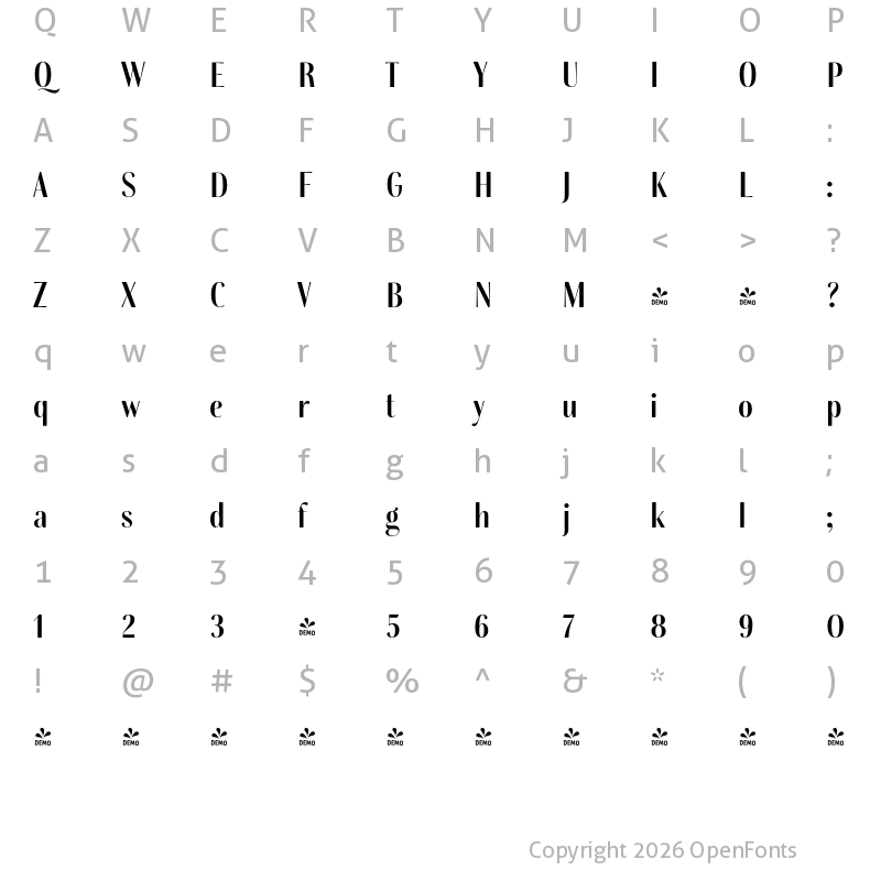 Character Map of FONTSPRING DEMO - CombinadoSans Rg Regular