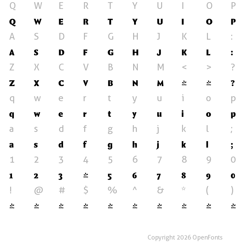 Character Map of FONTSPRING DEMO - Comma Base Ultra Regular