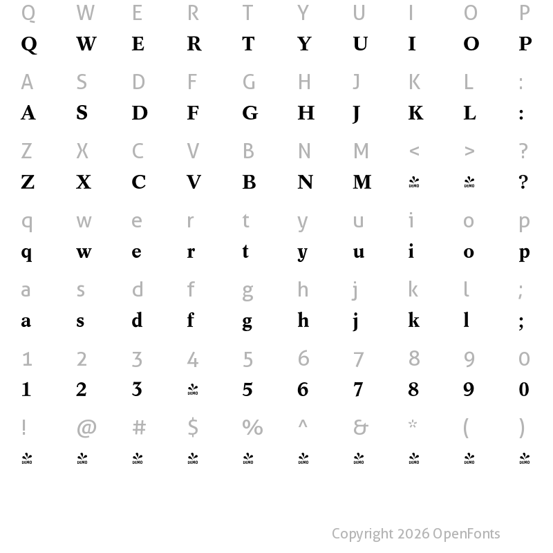 Character Map of FONTSPRING DEMO - Concept Bold