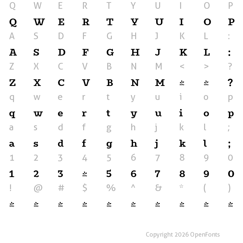 Character Map of FONTSPRING DEMO - Constant ExtraBold Regular