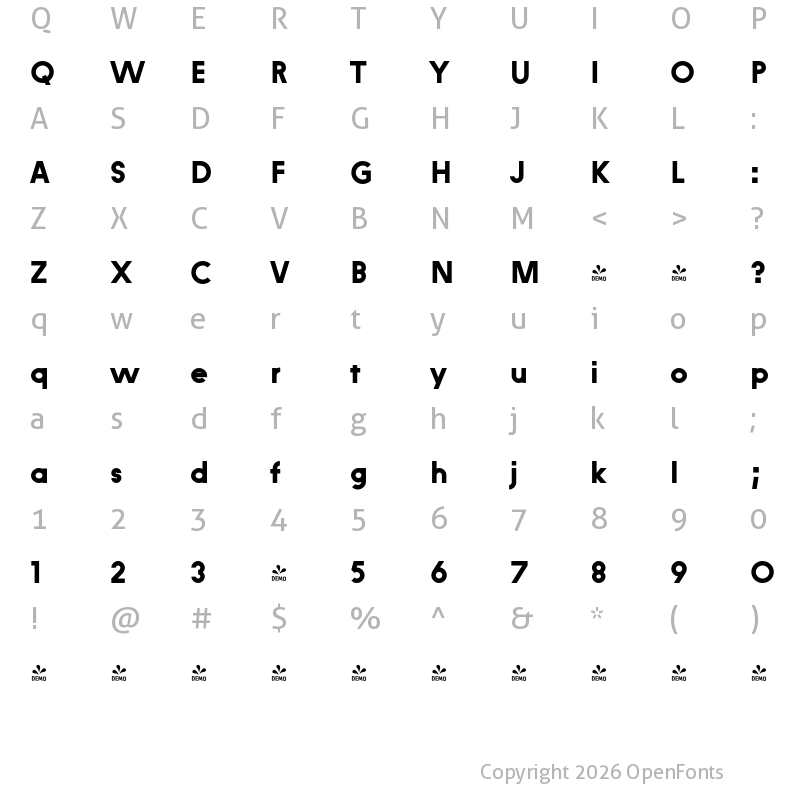 Character Map of FONTSPRING DEMO - Constroke Bold
