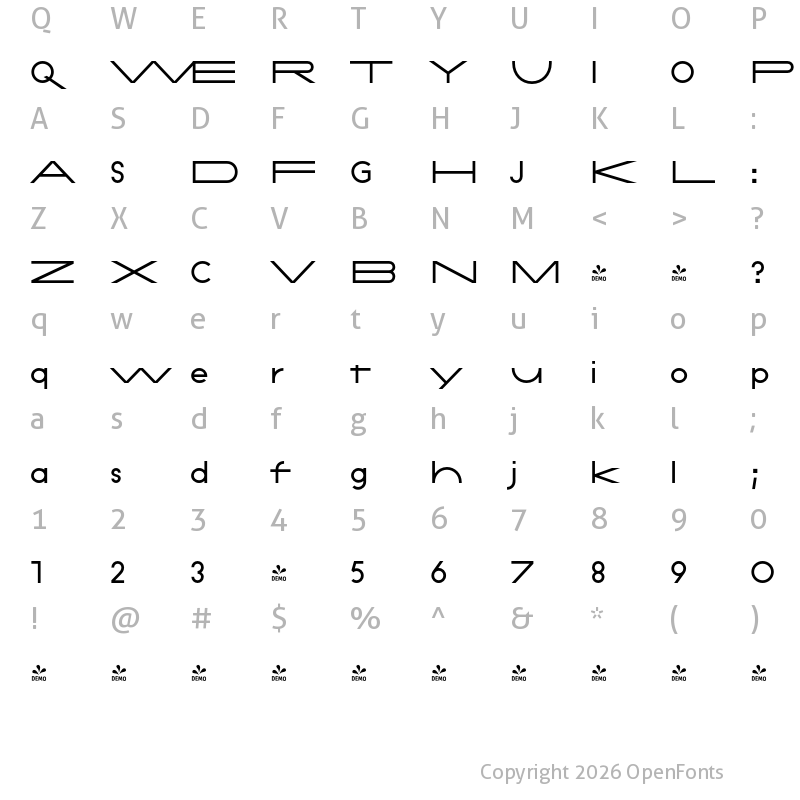 Character Map of FONTSPRING DEMO - Constroke Ultra Expanded Regular