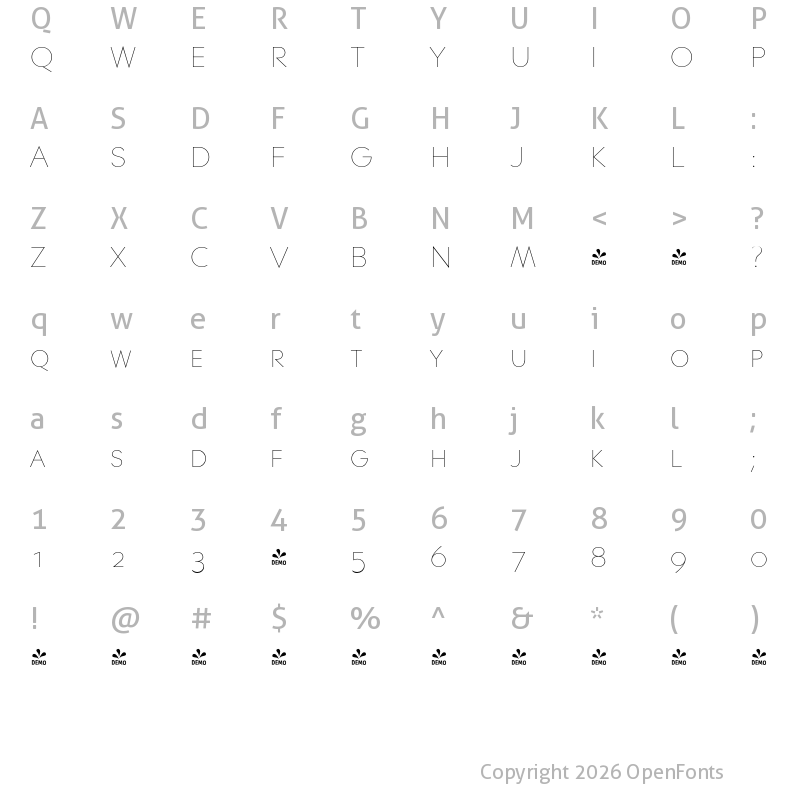Character Map of FONTSPRING DEMO - Contax Pro 25 Ult Lig Sm Cap Regular