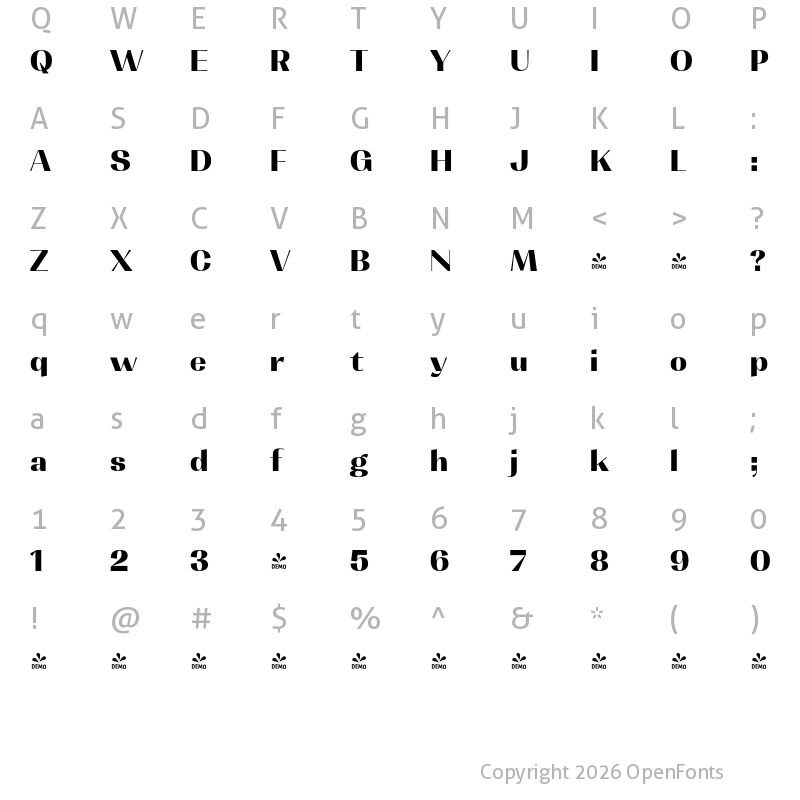 Character Map of FONTSPRING DEMO - Contrast Hv Regular
