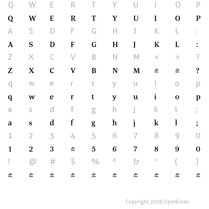 Character Map of FONTSPRING DEMO - Corda-Medium Regular