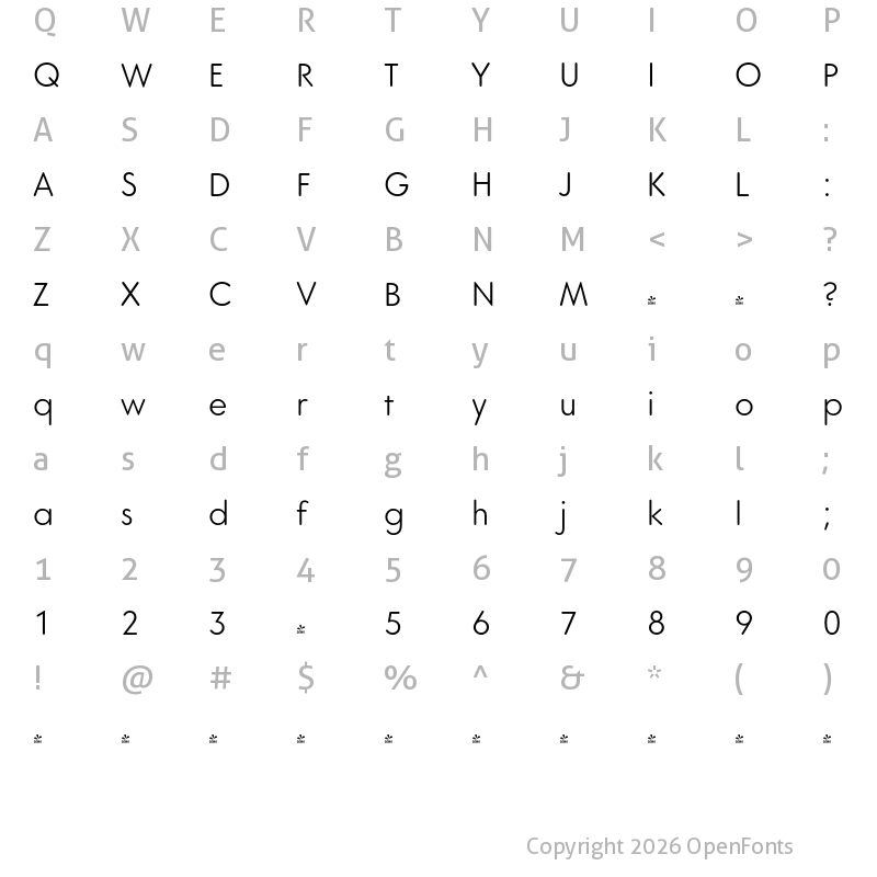 Character Map of FONTSPRING DEMO - Core Sans GS 35 Light Regular