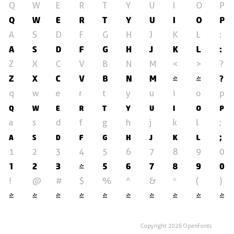 Character Map of FONTSPRING DEMO - Core Sans M SC 75 ExtraBold Regular