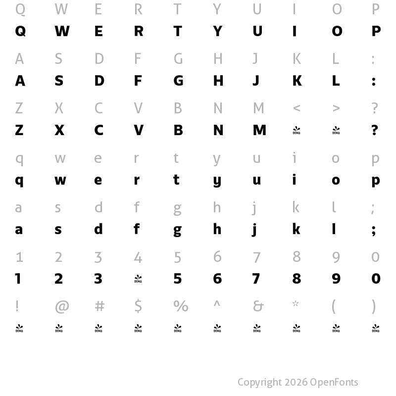 Character Map of FONTSPRING DEMO - Cormac Bold