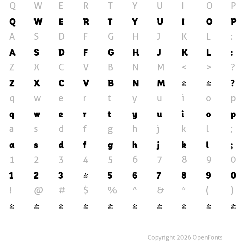 Character Map of FONTSPRING DEMO - CorporativeSoft CndAlt Black Regular