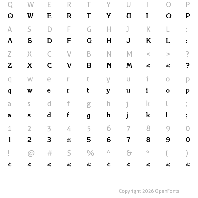 Character Map of FONTSPRING DEMO - Corrigan Bold