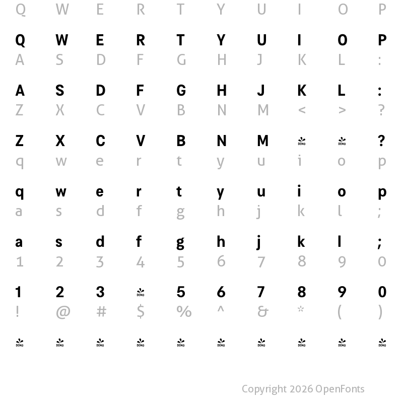 Character Map of FONTSPRING DEMO - Cosima Bold