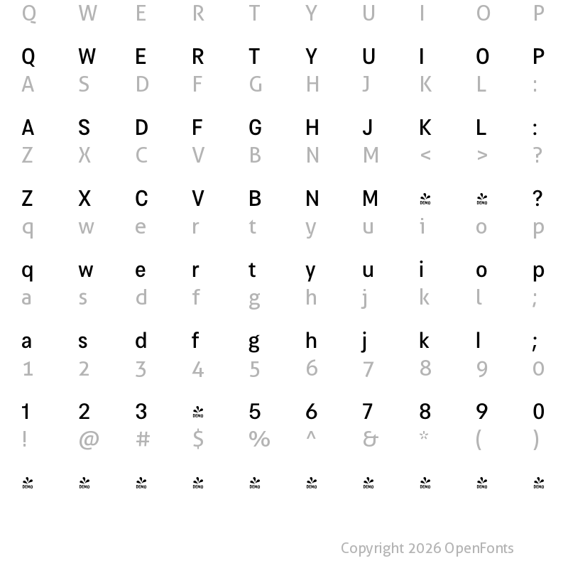 Character Map of FONTSPRING DEMO - Cosima Regular