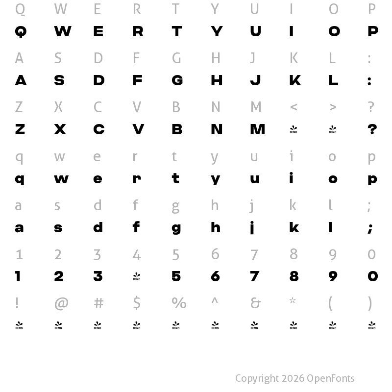 Character Map of FONTSPRING DEMO - Criteria CF Super Regular