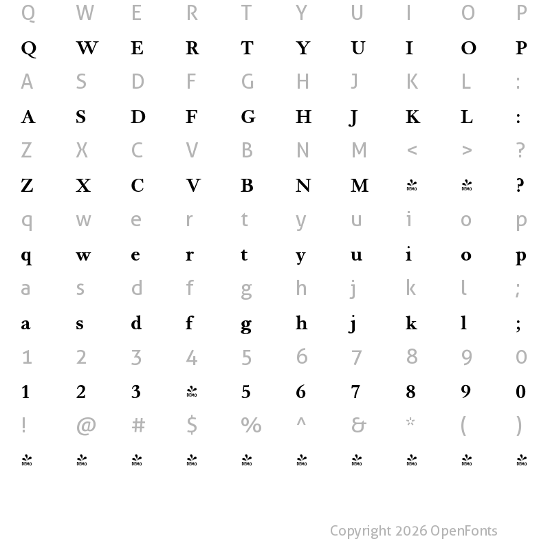 Character Map of FONTSPRING DEMO - Cromer Bold