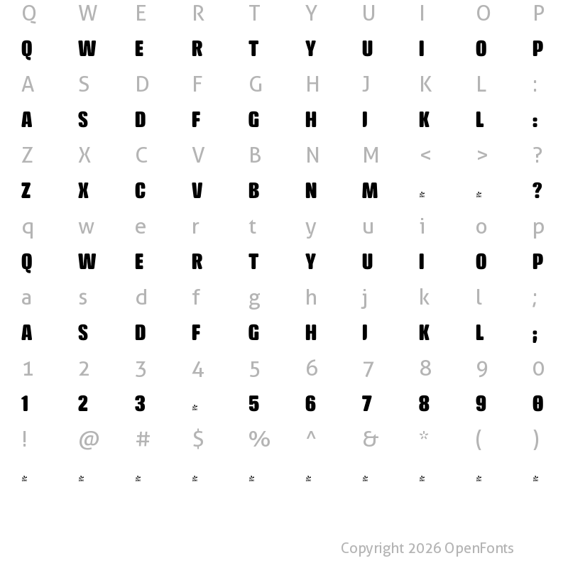 Character Map of FONTSPRING DEMO - Crossfit Headline Black Regular