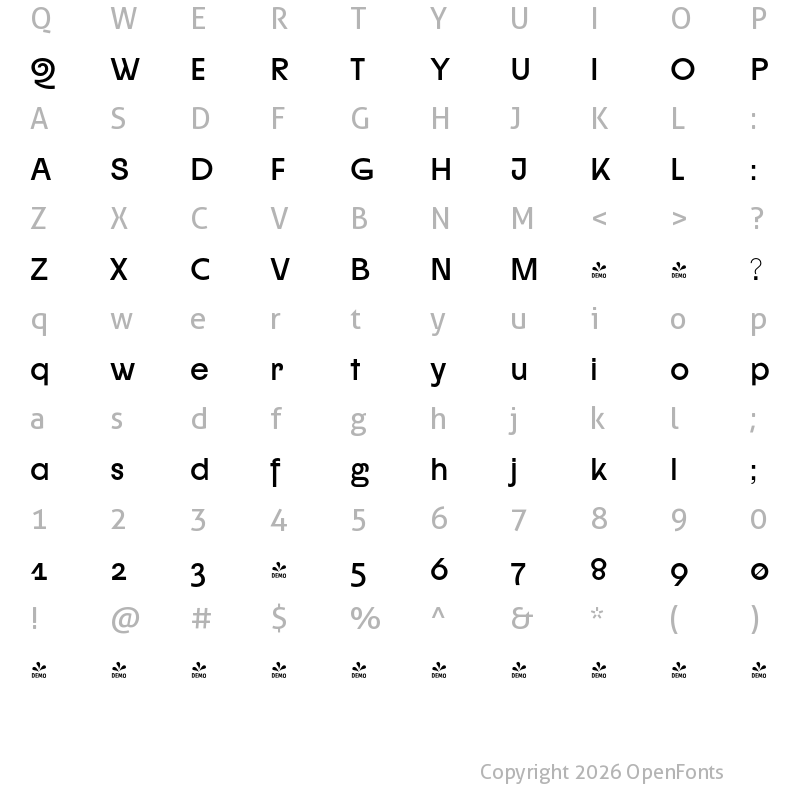 Character Map of FONTSPRING DEMO - CUKIER Medium Regular
