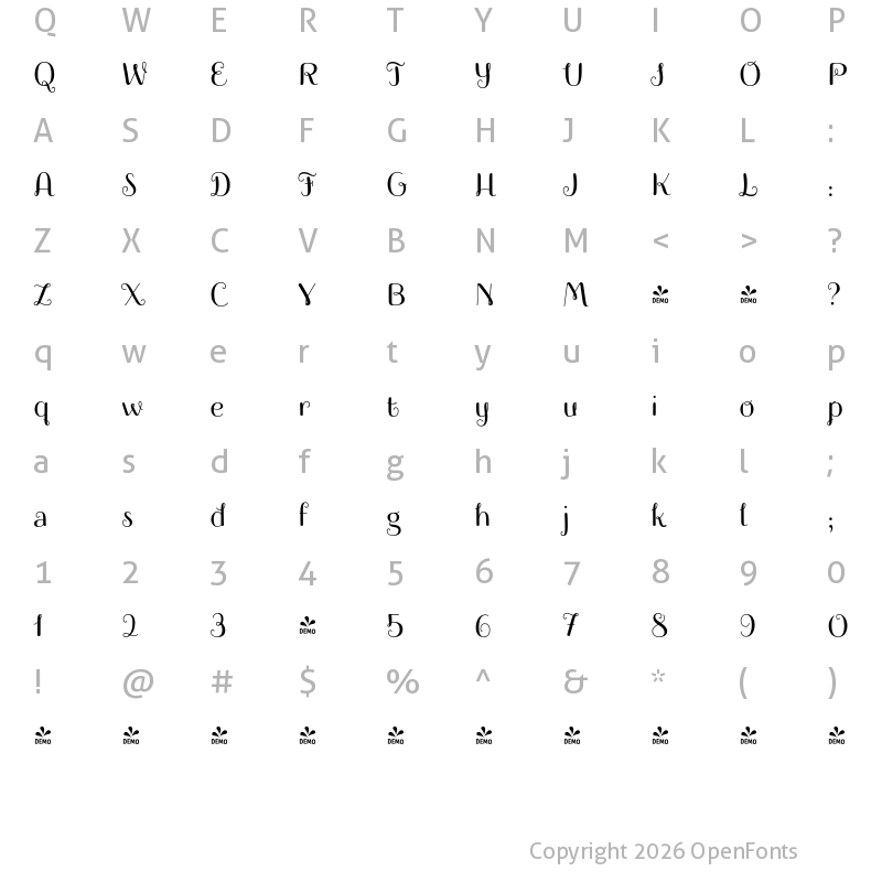 Character Map of FONTSPRING DEMO - Culinary Bold Regular