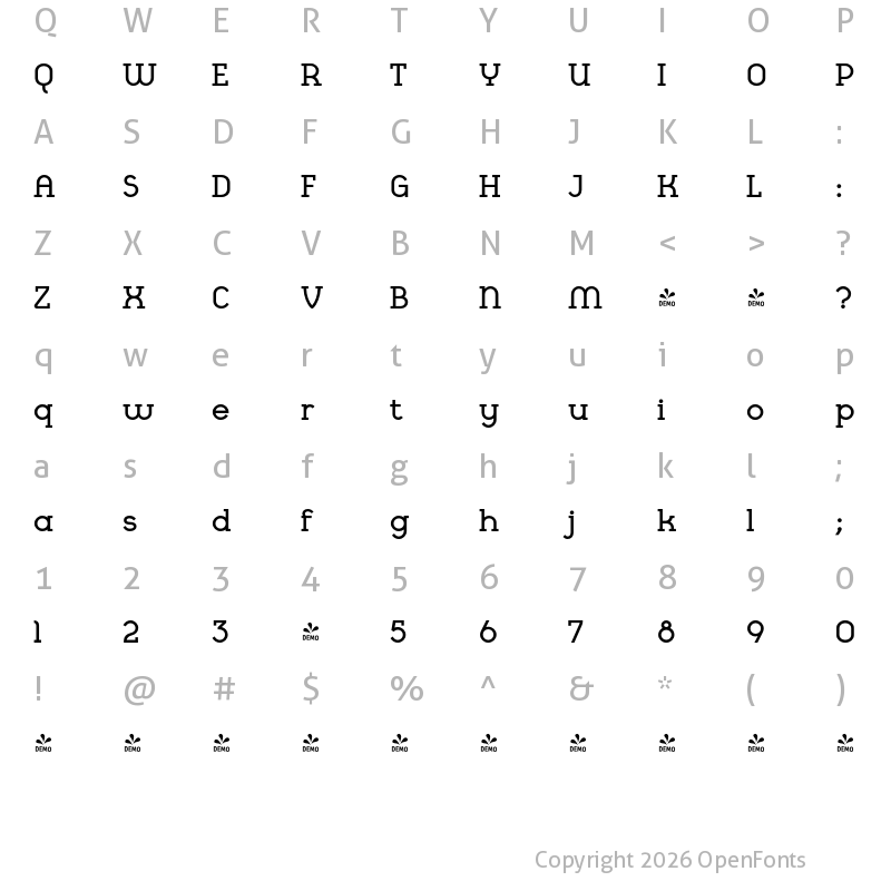 Character Map of FONTSPRING DEMO - Cyclic Bold Regular