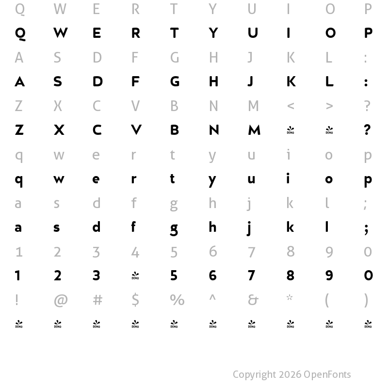 Character Map of FONTSPRING DEMO - D Hanna Soft Black Regular