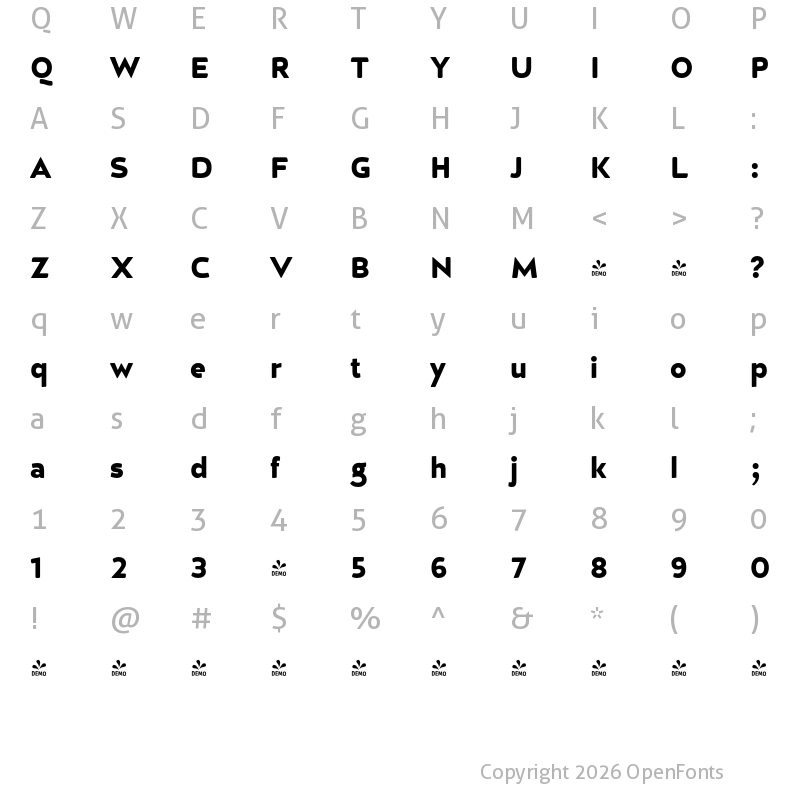 Character Map of FONTSPRING DEMO - D Hanna Soft Ultra Black Regular