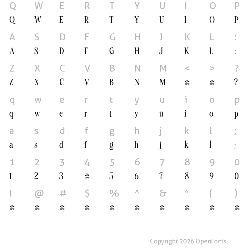 Character Map of FONTSPRING DEMO - Daily Flashback Regular