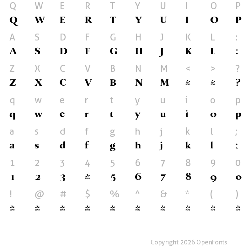 Character Map of FONTSPRING DEMO - DanmarkURWUlt Regular