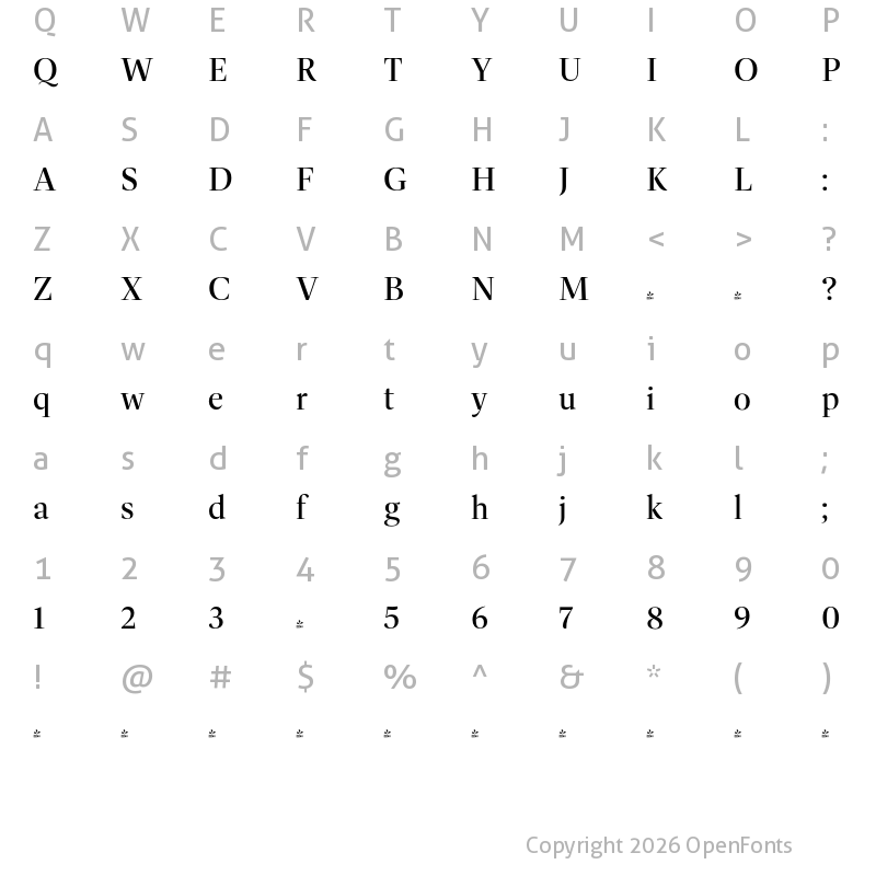 Character Map of FONTSPRING DEMO - Dashiell Fine Medium Regular
