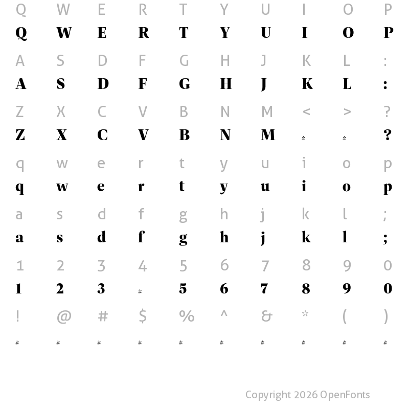 Character Map of FONTSPRING DEMO - Dashiell Fine X-Bold Regular