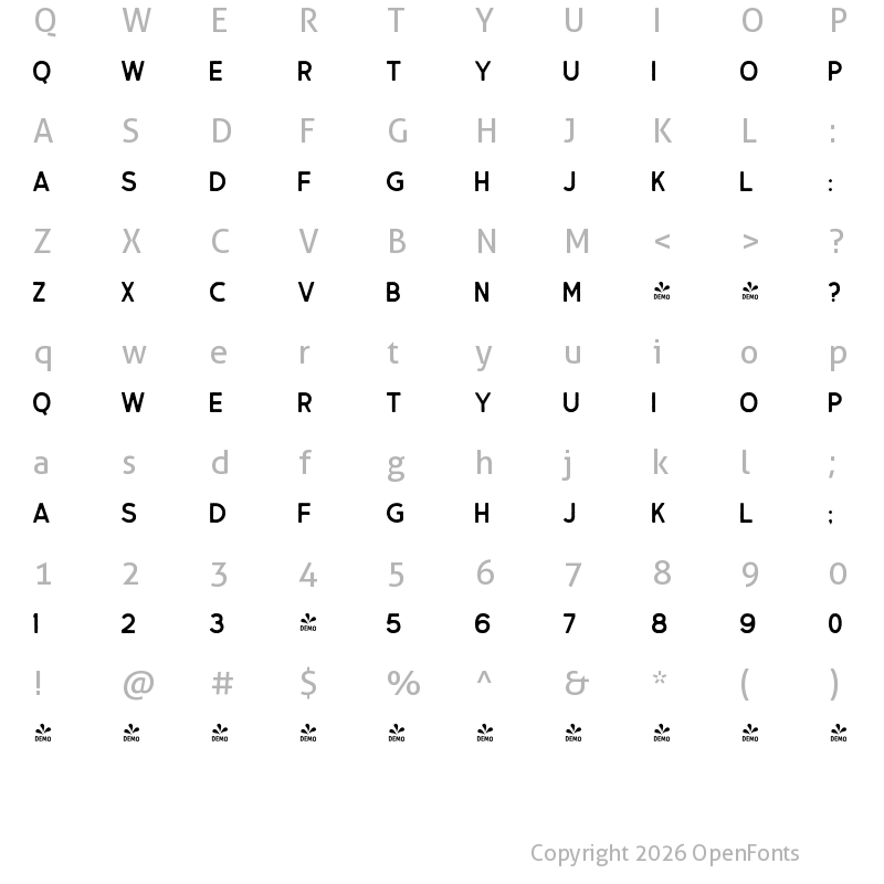 Character Map of FONTSPRING DEMO - Dawnton Edge