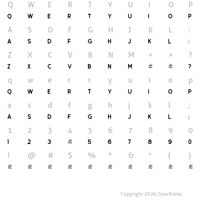 Character Map of FONTSPRING DEMO - Dawnton Ink