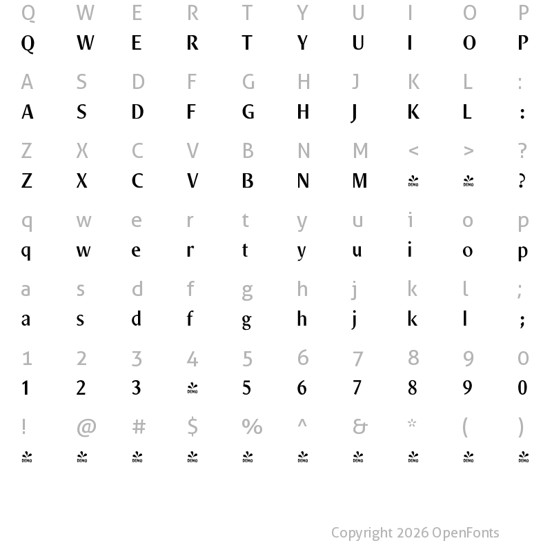 Character Map of FONTSPRING DEMO - Decennie Express JY Pro Bold