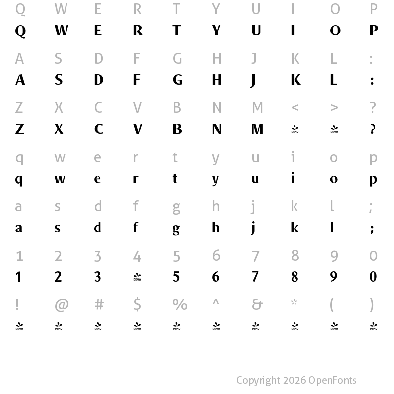 Character Map of FONTSPRING DEMO - Decennie Express JY Pro Heavy Heavy