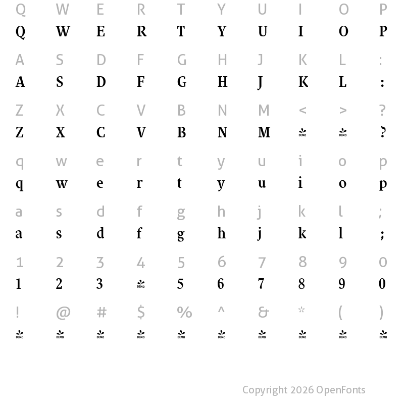 Character Map of FONTSPRING DEMO - Decennie JY Pro Bold
