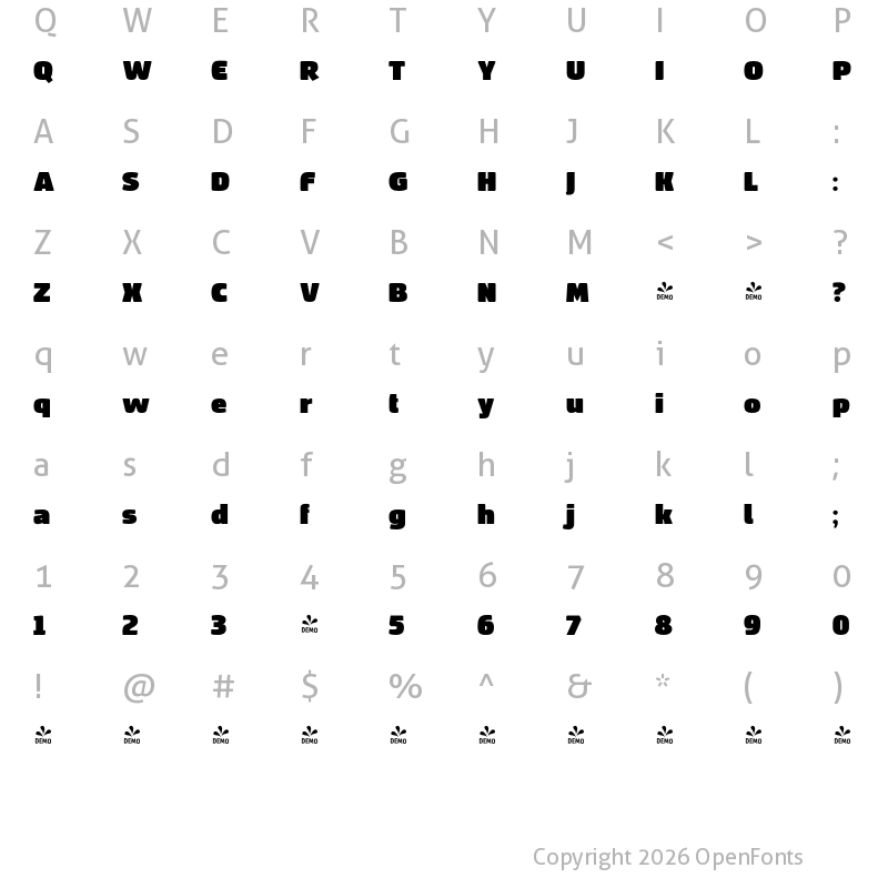 Character Map of FONTSPRING DEMO - Deka UltraBlack Regular