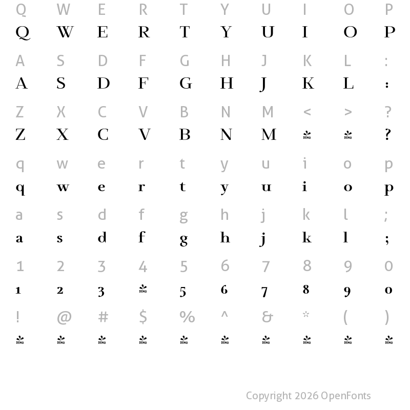 Character Map of FONTSPRING DEMO - Deleplace Bold