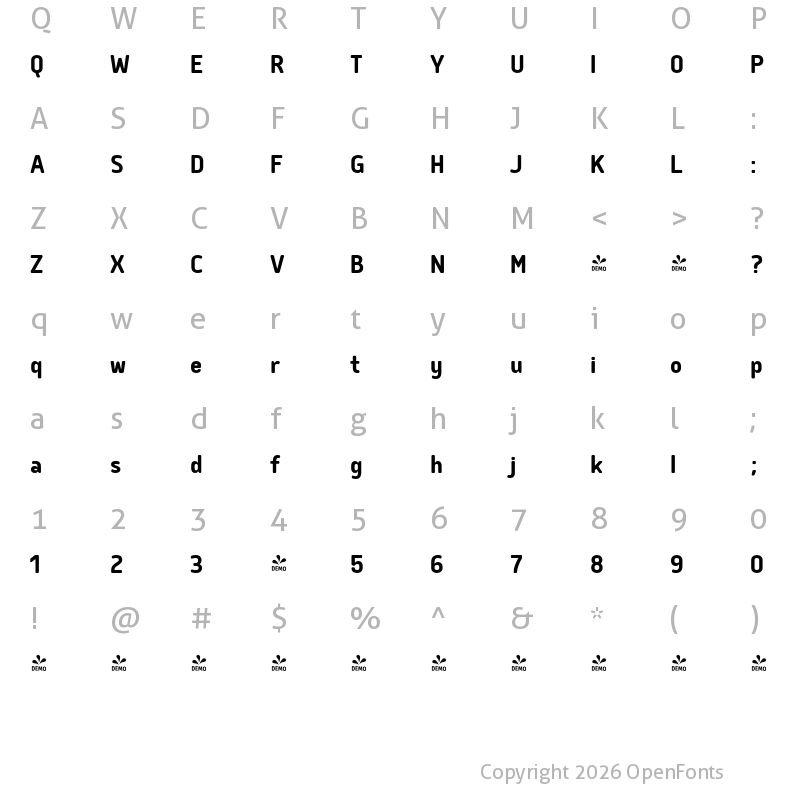 Character Map of FONTSPRING DEMO - Delm 2 Regular