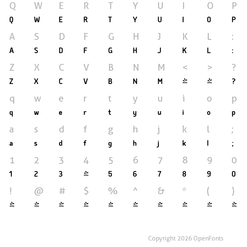 Character Map of FONTSPRING DEMO - Delm Med Regular