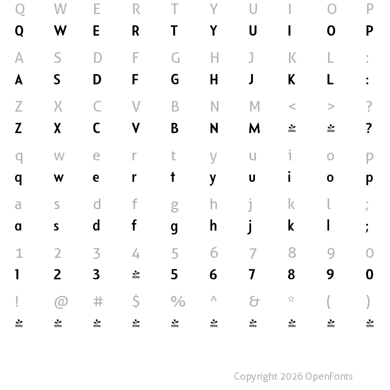 Character Map of FONTSPRING DEMO - Departura SemBd Regular