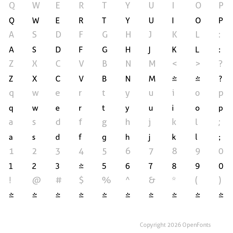 Character Map of FONTSPRING DEMO - Depot New Rg Regular