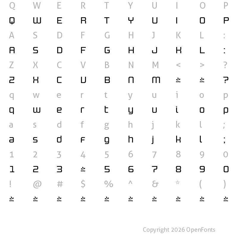 Character Map of FONTSPRING DEMO - Design System B 500R Regular