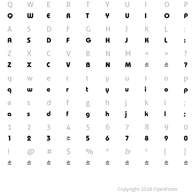 Character Map of FONTSPRING DEMO - Dessau Med Bold