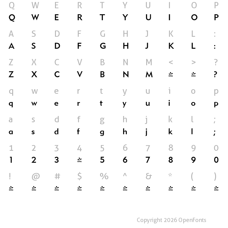Character Map of FONTSPRING DEMO - Detroit Metro Medium Regular